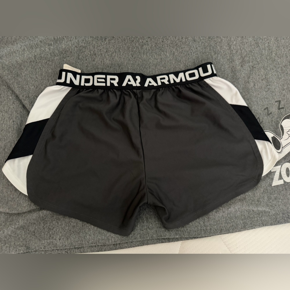 Under Armour Black Athletic Shorts with White Waistband Logo